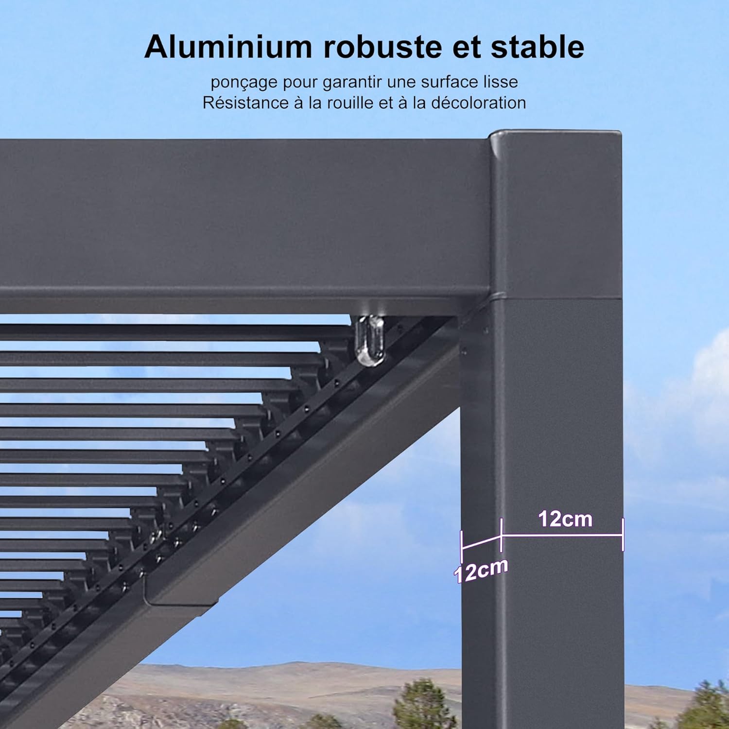 karaca-alisveris - pergola bioclimatique - 3,5x6,35m - aluminium, lames orientables, résistante intempéries
