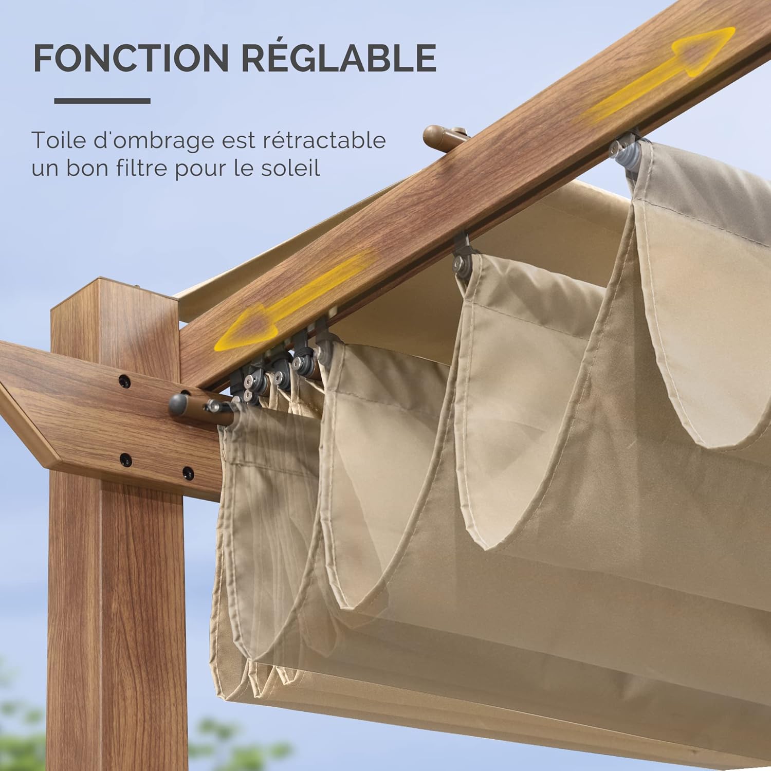 karaca-alisveris - Pergola 3x3m - aluminium, éclairage, toit rétractable