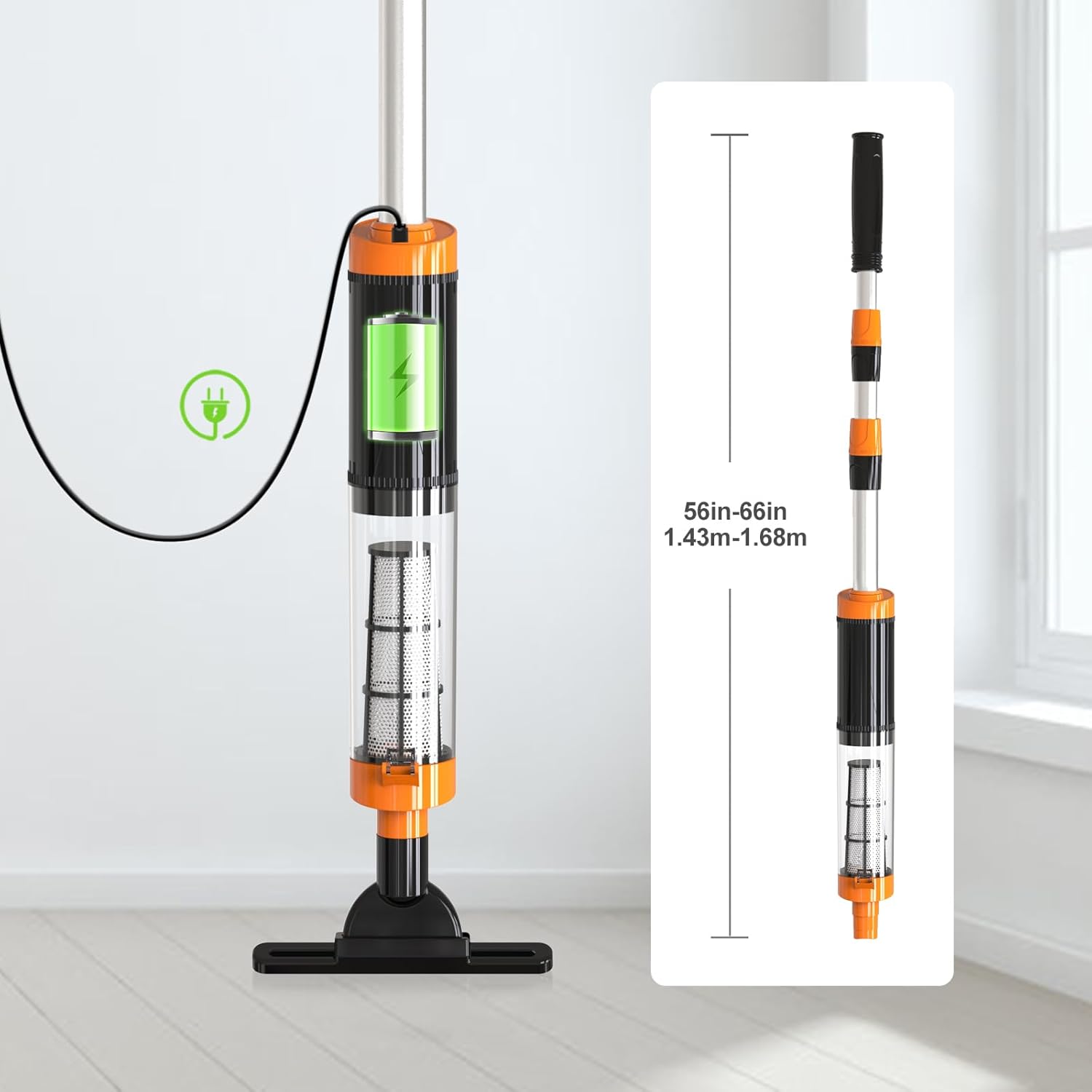 Aspirateur de piscine sans fil - rechargeable - 90 min autonomie - orange