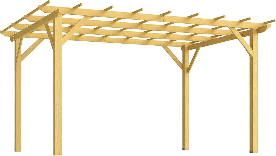 karaca-alisveris - pergola jardin bois naturel - 3x4m - idéale vignes et fleurs