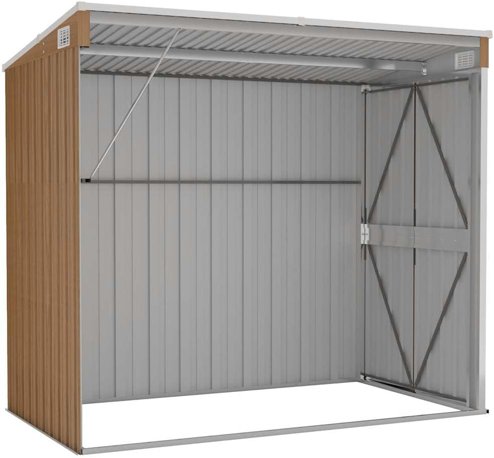 karaca-alisveris Abri de Jardin Mural Marron 118x194x178 cm Acier galvanisé,Structures extérieures, Cabanes & abris de Jardin,316224