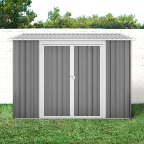 Abri de jardin métal - 1,8x2,4m - double porte, serrure, sol, étanche