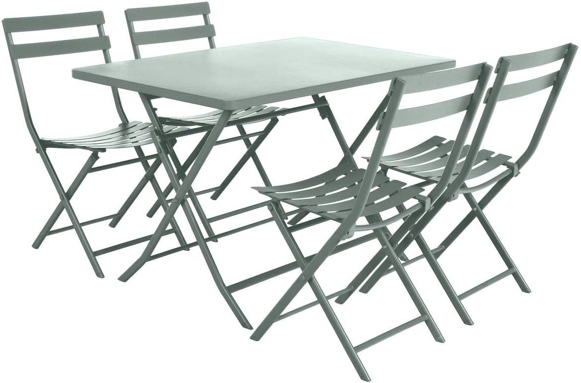 karaca-alisveris - Greensboro - table pliante 4 places acier vert olive