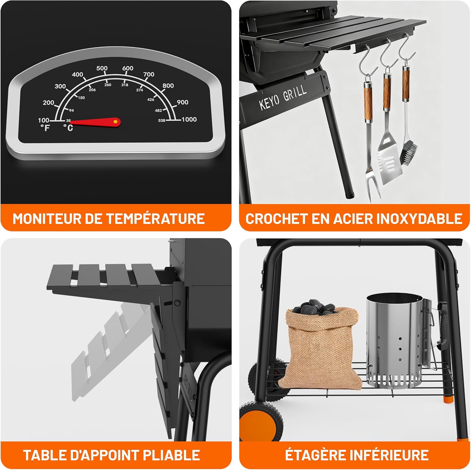 karaca-alisveris 23 pouces barbecue pentagonal, chromé, 469 Sq In-23 Pouces