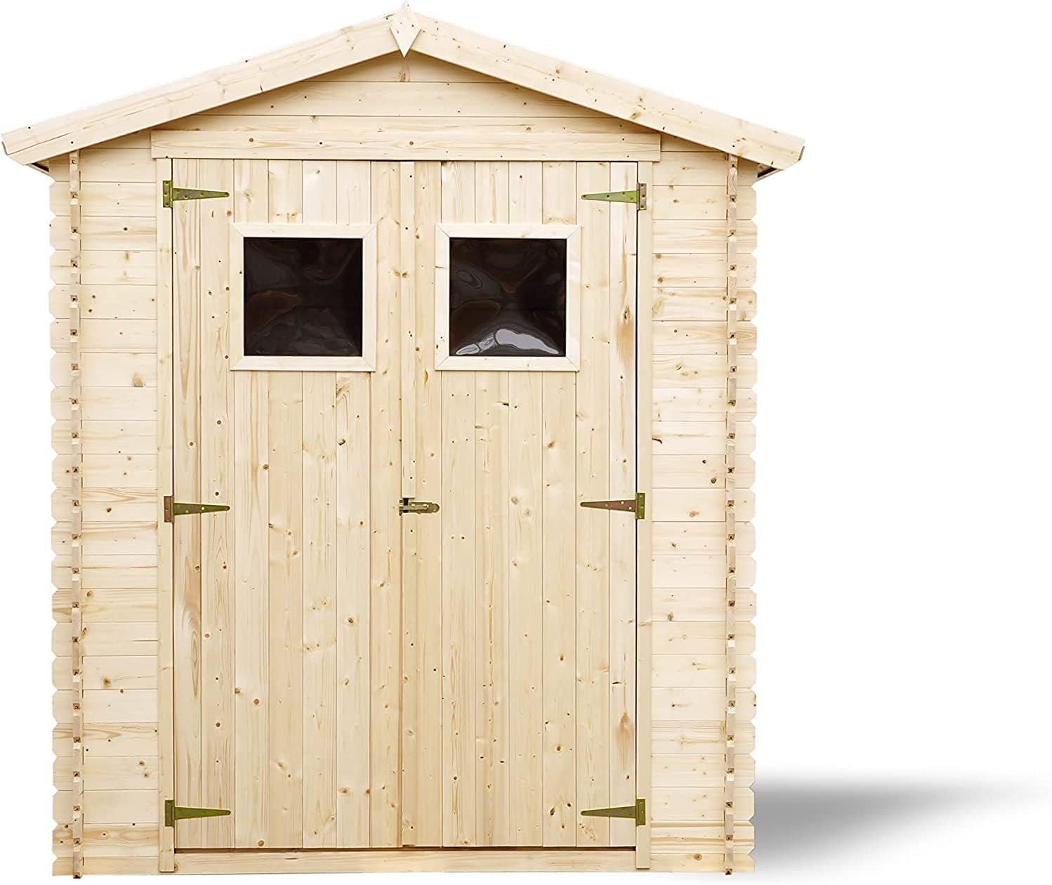 Abri de Jardin en Bois avec Sol TRAITÉ - Stockage extérieur I196xL136xH218 cm/ 1.98 m2 Petit abri à Outils, Local à vélos - Toit imperméable, fenêtres - karaca-alisveris M367
