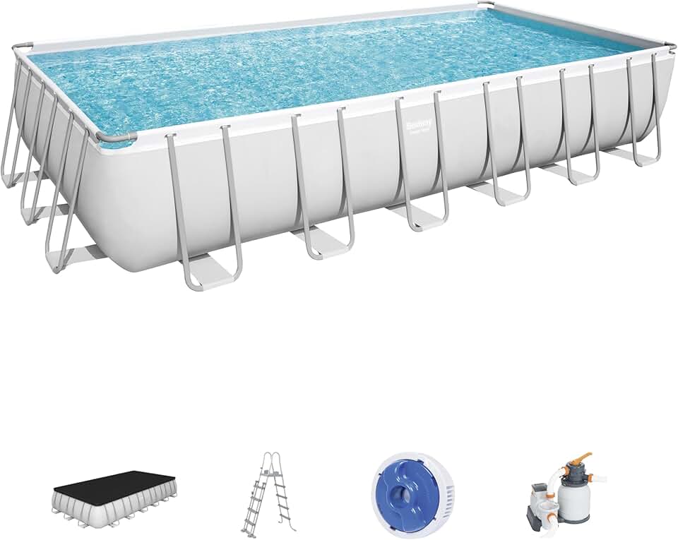 karaca-alisveris Piscine hors sol rectangle Power Steel gris clair 732 x 366 x 132 cm