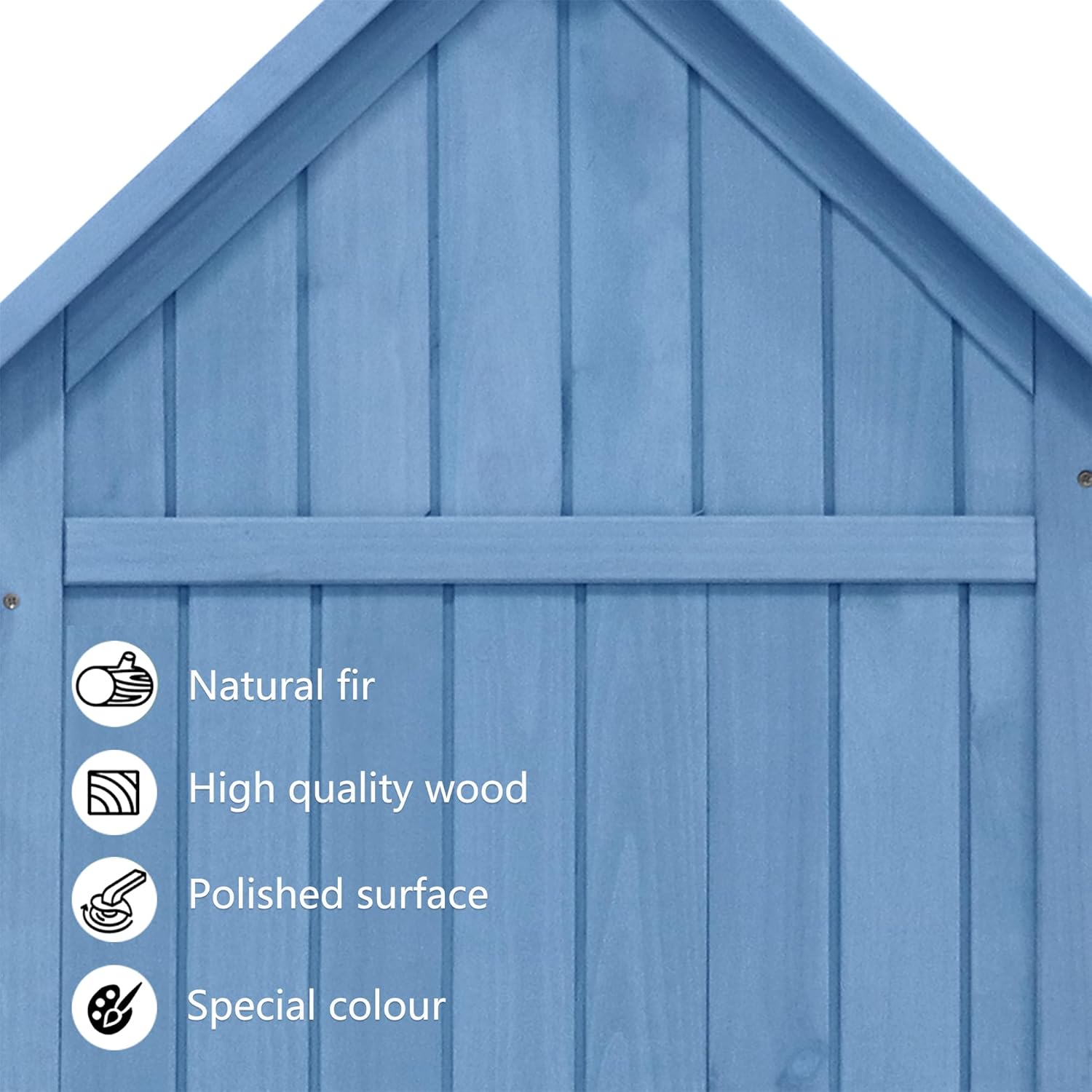 Abri de Jardin en Bois, Cabane de Jardin avec Toit en PVC incliné à loquet, Coffre de Jardin avec Fondation et 2 étagères de Rangement, Armoire Outils de Jardinage, 118x54x173cm Bleu