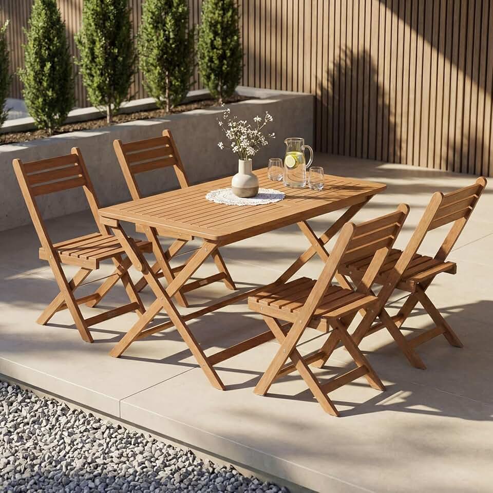 karaca-alisveris - Rimini - set 4 chaises et table acacia, stable, durable