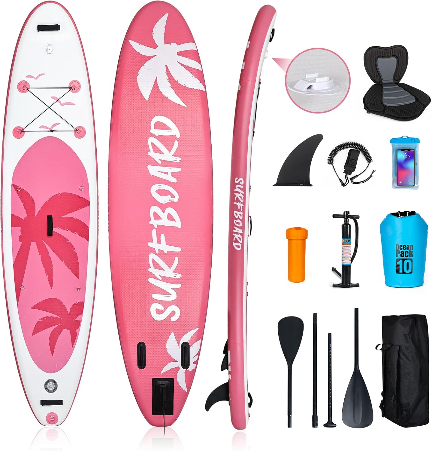 karaca-alisveris - Paddle gonflable adulte - 320/335cm - 2 places, siège kayak, pagaie alu, support caméra, pompe, 150kg