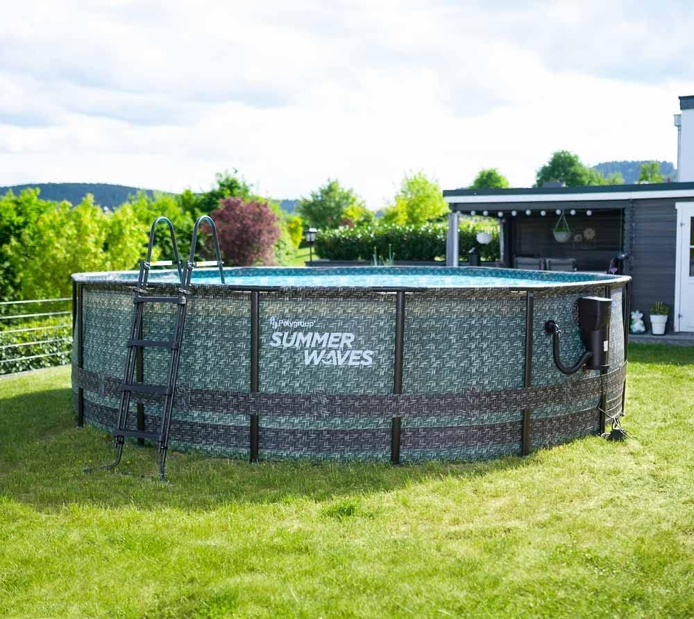 karaca-alisveris - Elite Frame rotin gris - Ø488x122 cm - Piscine hors-sol
