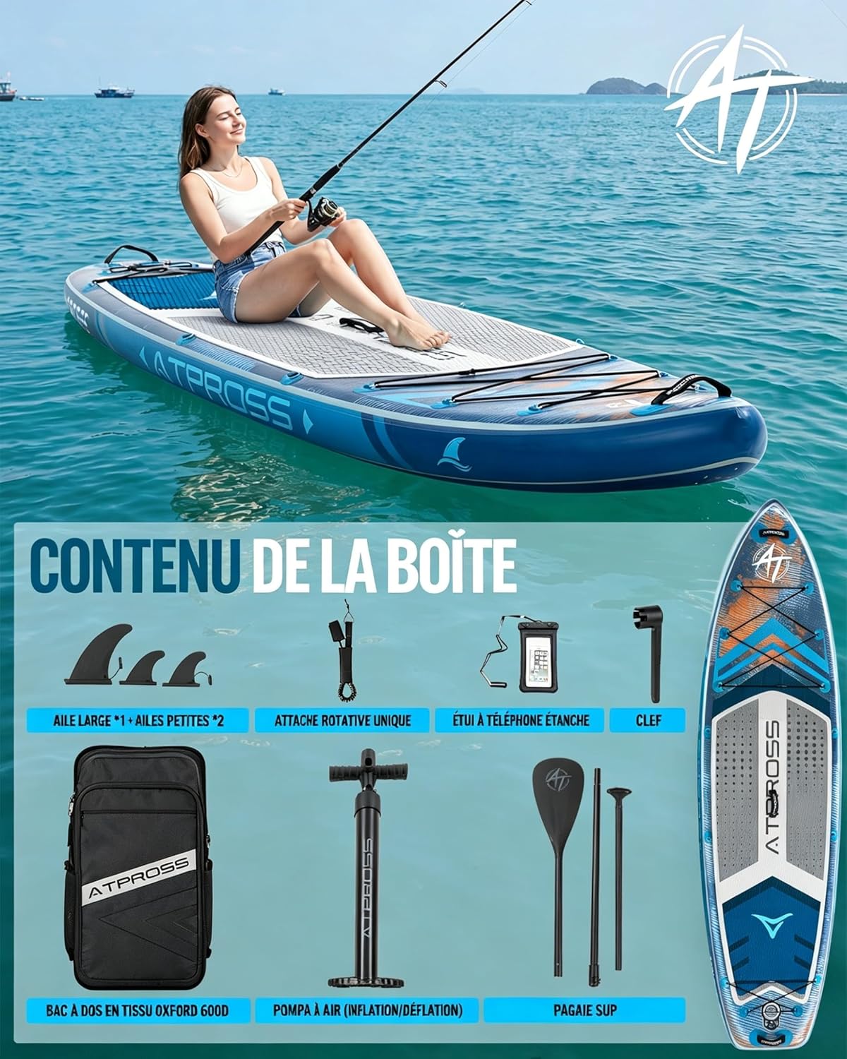 Stand Up Paddle Gonflable Adulte avec Siège Kayak & Accessoires, 320x84cm Planche de Sup Extra Large pour 2 Personnes, Charge 200kg, Kayak Gonflable 2 Places Stable et Antidérapant pour Surf