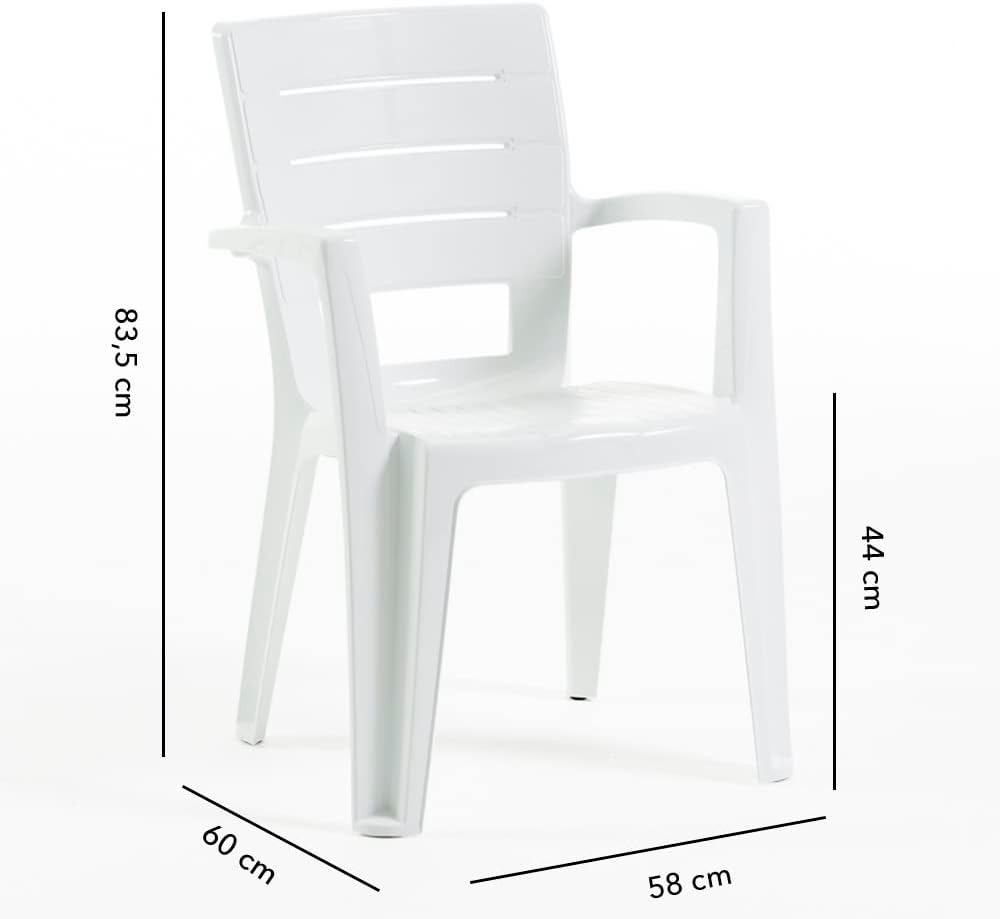 Thomas & Anita - Ensemble repas 6 pers. acier/polypropylène - 160x90 cm, chaises empilables
