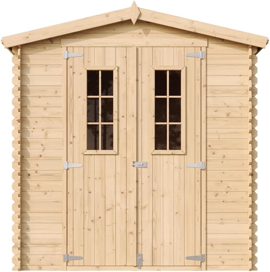 Abri de Jardin en Bois - Stockage extérieur I216xL206xH218 cm/ 3.53 m2 Petit abri à Outils, Local à vélos - Toit imperméable, fenêtres karaca-alisveris M343C