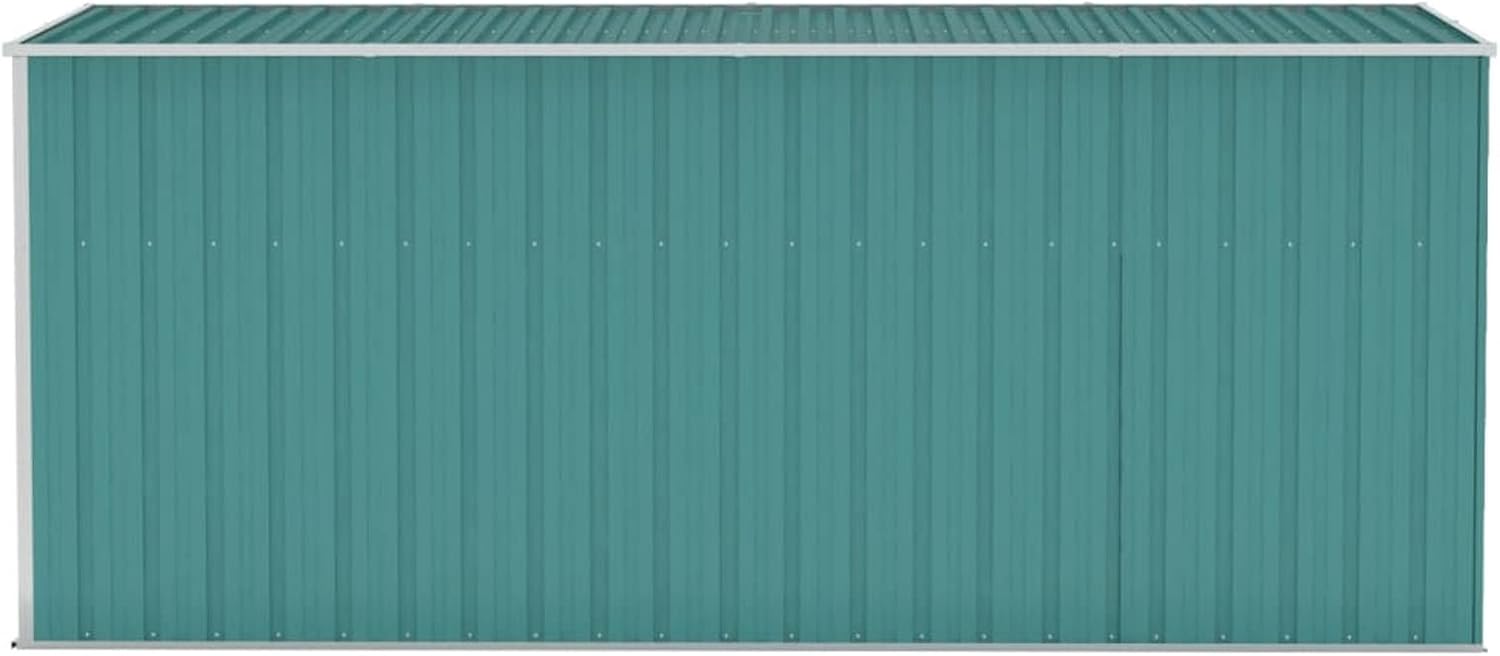 Abri de jardin mural acier galvanisé vert 118x382x178cm, robuste