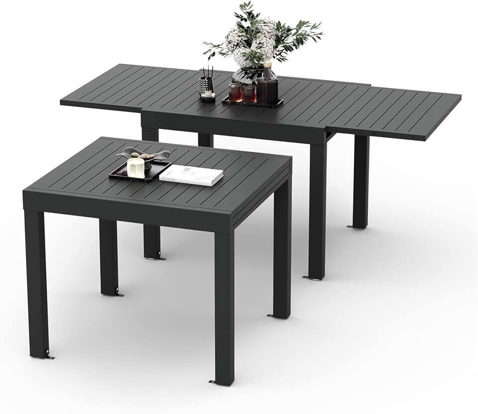 karaca-alisveris - Table extensible aluminium - 80/160x80x75 cm - Résistante, gris