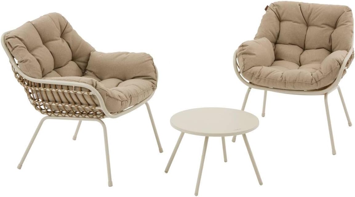 karaca-alisveris - Paopao Duo - Compact, résine tressée, coussins - Argile, acier anti-corrosion