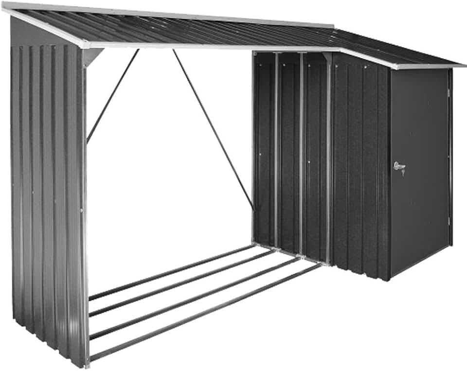 karaca-alisveris - WoodStore Combo - 8x3 ft - abri bûches métal, porte cadenassable, sol surélevé