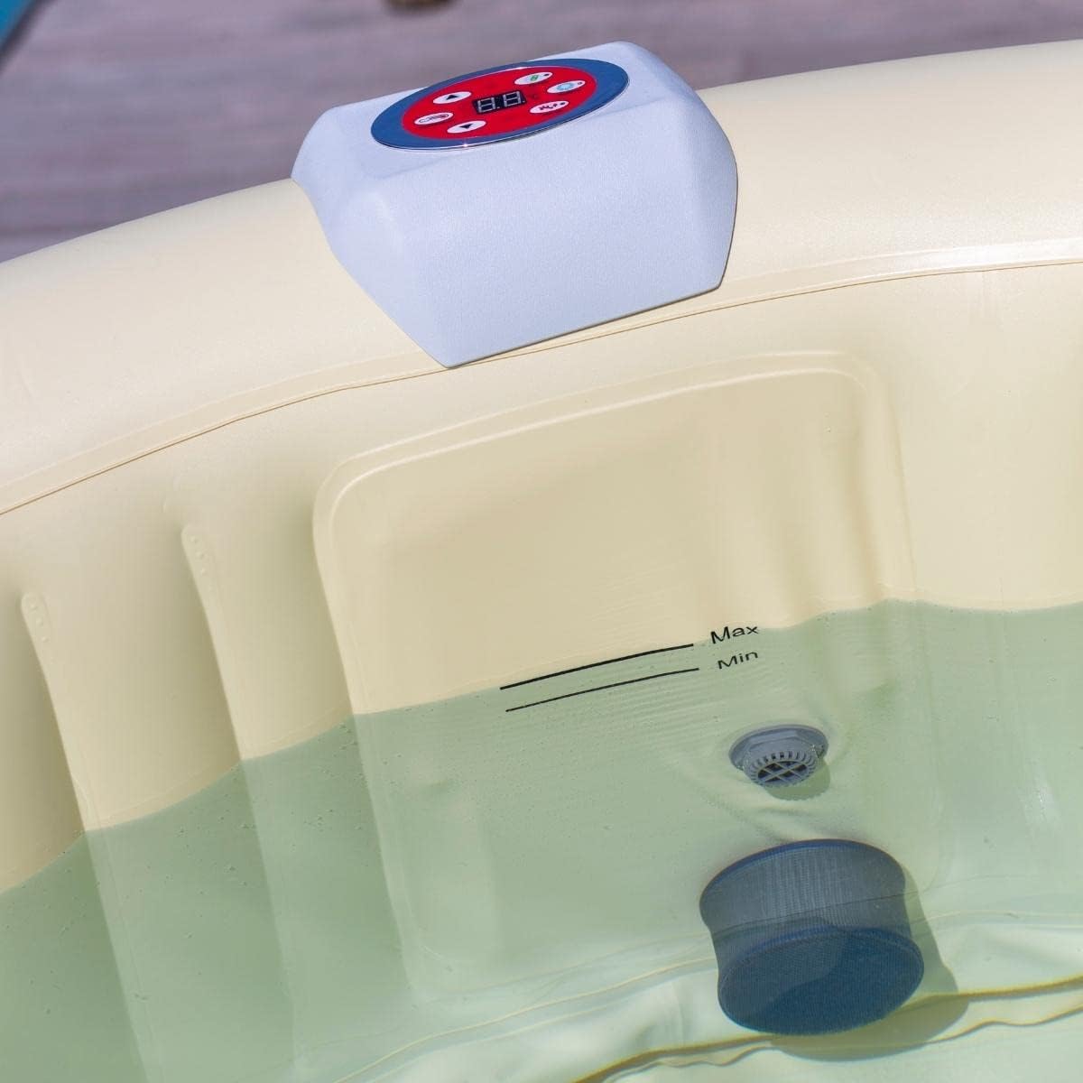 karaca-alisveris Spa hydromassage Gonflable Chauffant 4-6 Personnes 185 x 65 cm Pompe Super silencieuse intégrée, Marron