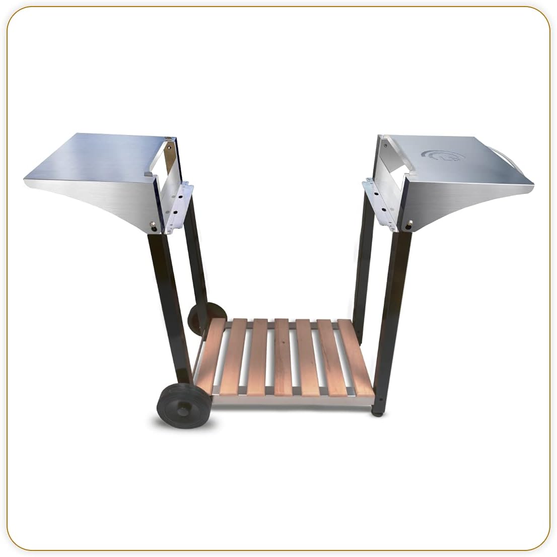 karaca-alisveris - Chariot plancha Aquitaine Pro - inox/bois, roulettes, dessertes latérales - 8477