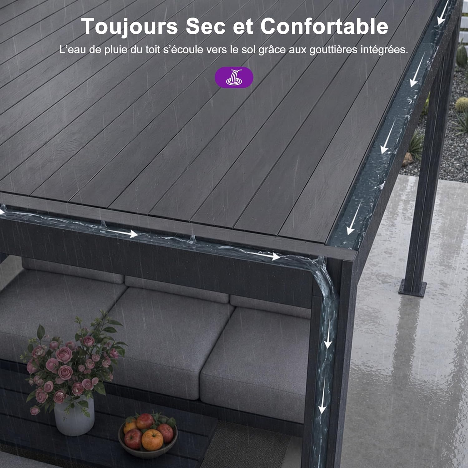 karaca-alisveris - Pergola adossée 3x3.65m aluminium lames orientables durable