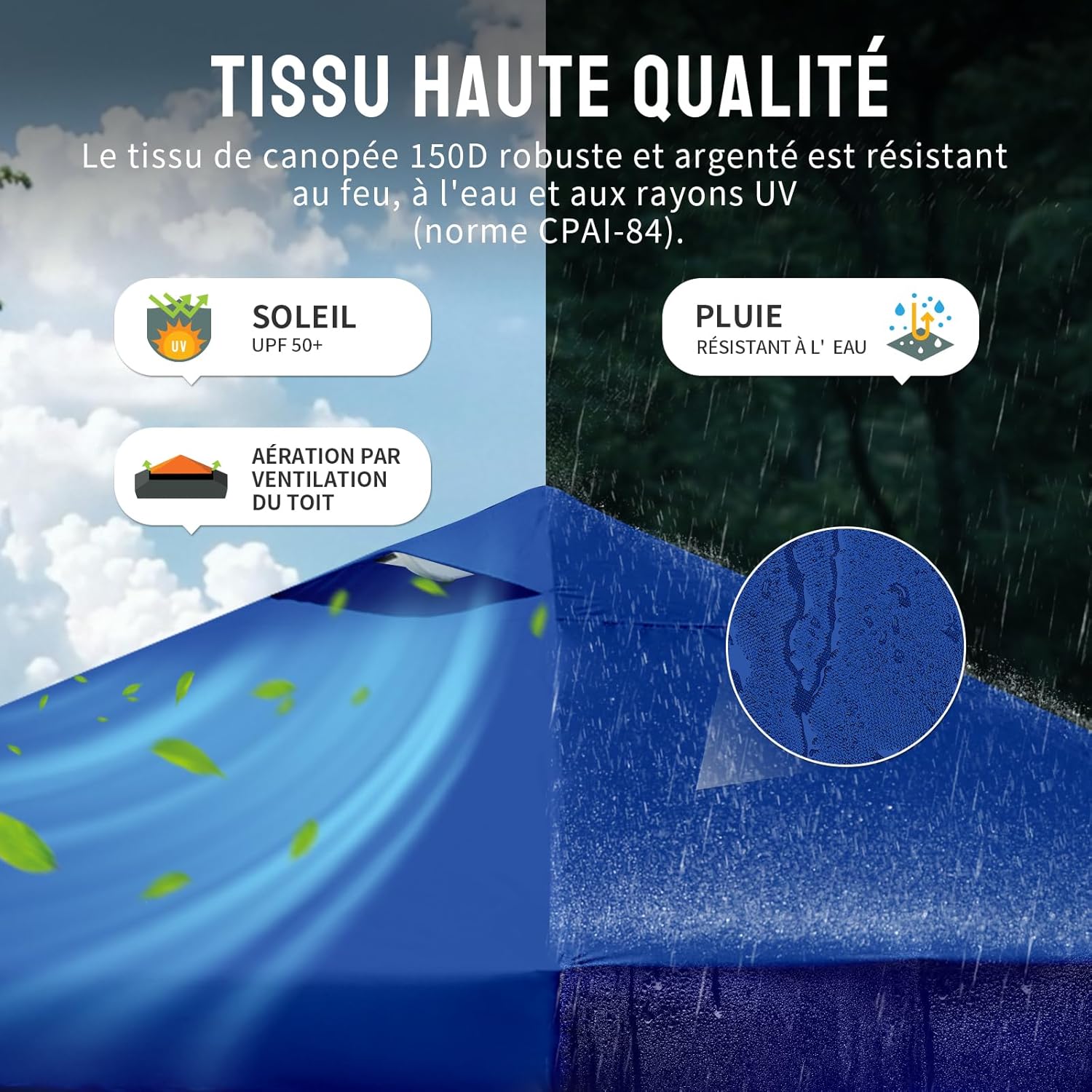 karaca-alisveris - tonnelle pliante 3x3m - imperméable, UPF 50+, 4 parois amovibles