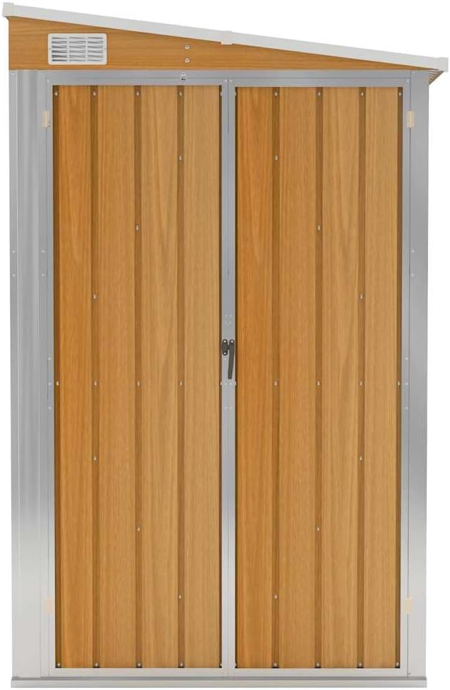 karaca-alisveris Remise de Jardin Murale Marron 118x100x178 cm Acier galvanisé,Structures extérieures, Cabanes & abris de Jardin,316220