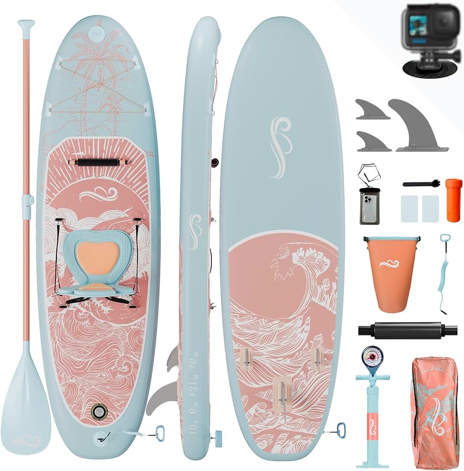 karaca-alisveris - Planche de paddle 320cm - 2-en-1, siège, 130kg, surf, pêche, yoga