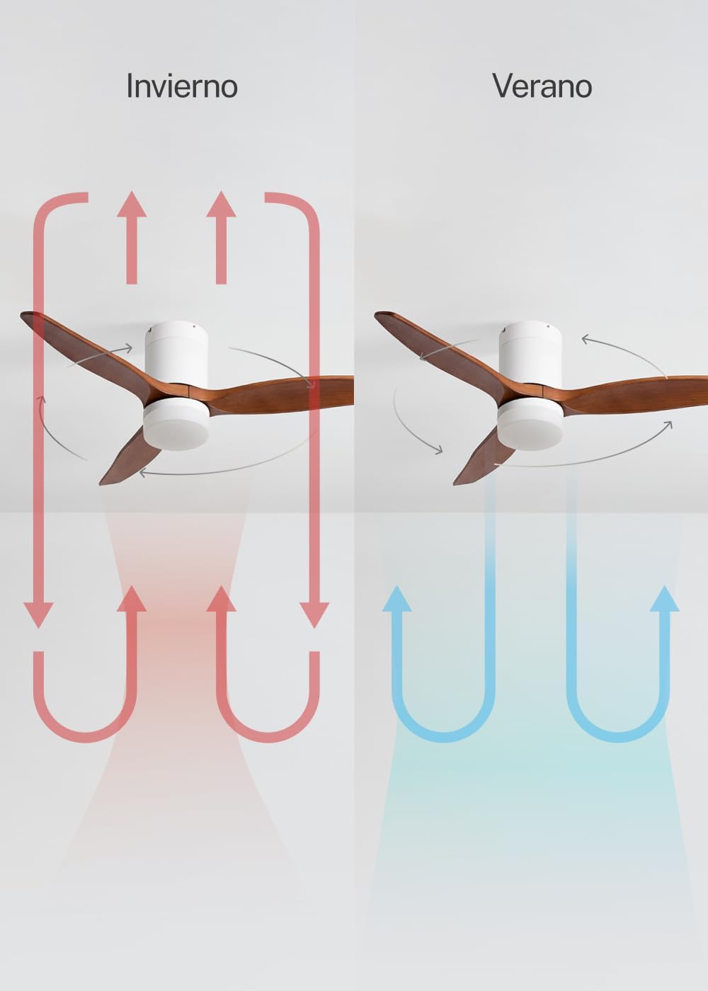 CREATE - Windcalm S - 112 cm - ventilateur plafond ABS, pale bois, lumière réglable, télécommande, minuterie, été/hiver,