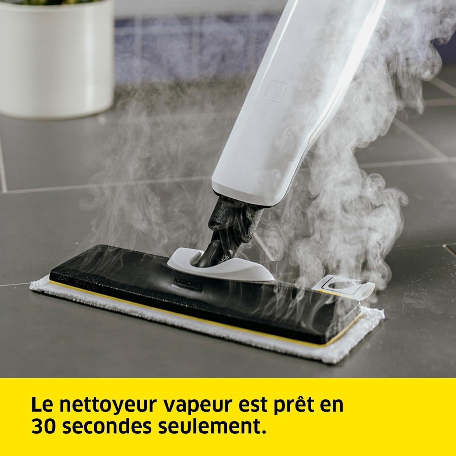 karaca-alisveris Nettoyeur Vapeur SC 2 Upright, Préchauffage : 30 s, Surface : 50 m², Réservoir : 0,4 l, Puissance : 1600 W, avec Buse de Sol EasyFix, Serpillière Microfibres, Cartouche Détartrante