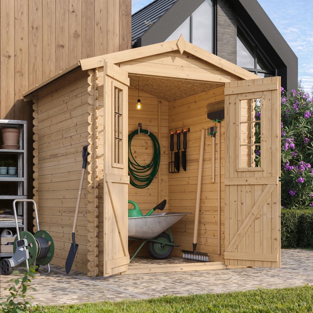 Abri de Jardin en Bois - Stockage extérieur I186xL196xH218 cm/ 2,82 m2 Petit abri à Outils, Local à vélos - karaca-alisveris M320C