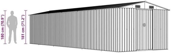 Abri de jardin - gris, acier galvanisé, 257x779x181 cm, 156,46kg