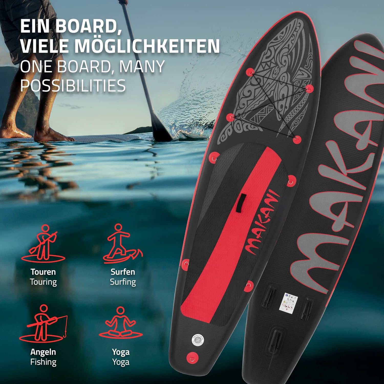 karaca-alisveris - Stand Up Paddle Board - 305/308/320/380 cm - PVC, 120/150 kg, 10/15 cm d'épaisseur