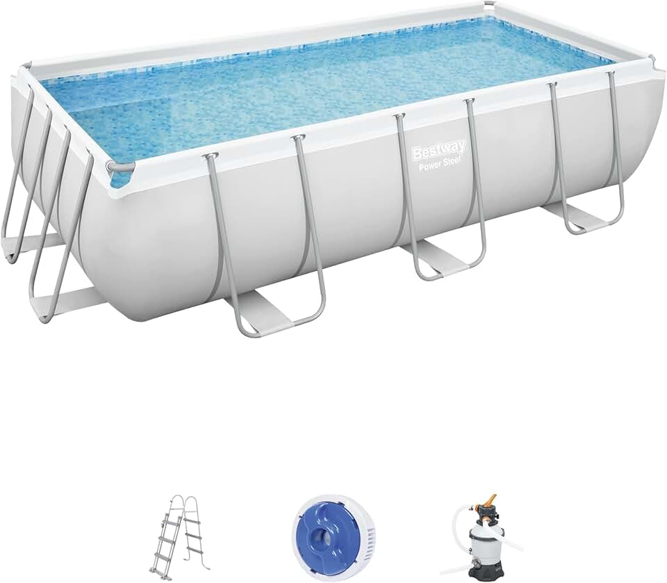 karaca-alisveris - Power Steel piscine 404x201x100 cm, filtre à sable, échelle