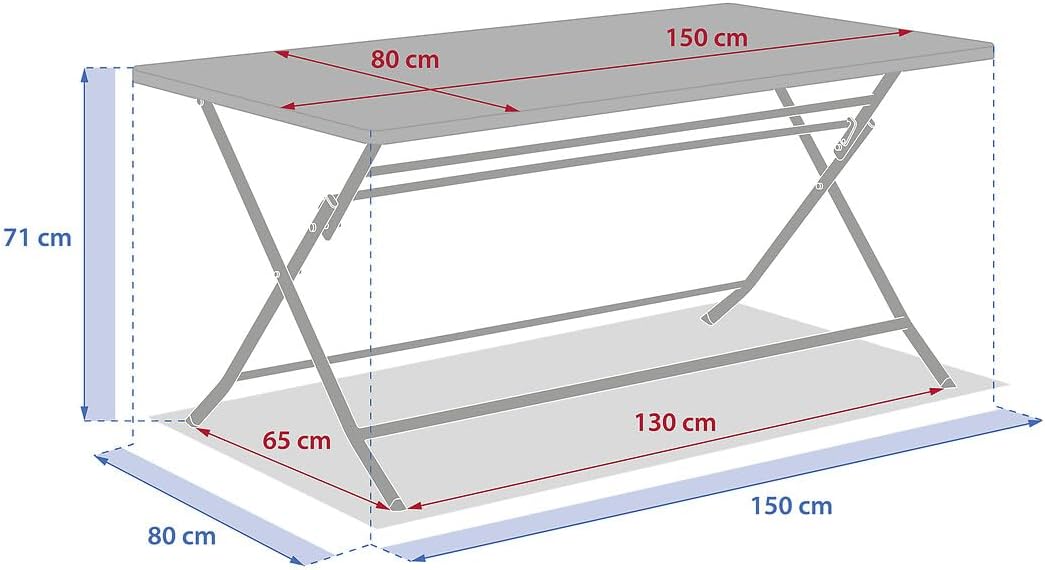 karaca-alisveris - Greensboro - 150x90 cm - Table pliante acier renforcé 6 places, gris graphite