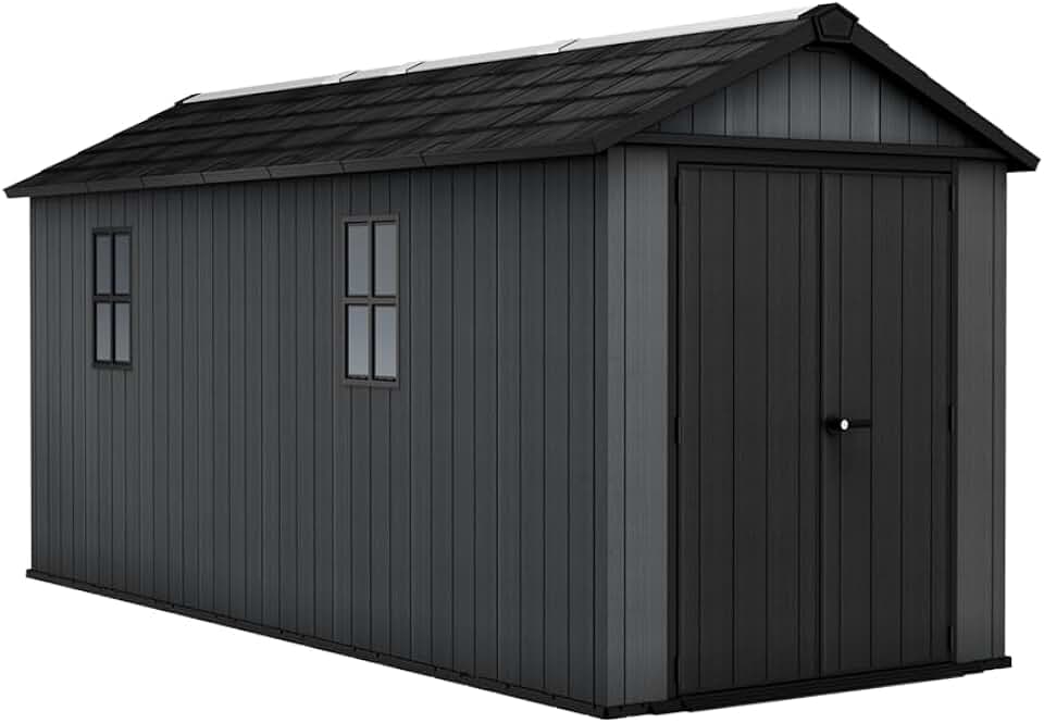 karaca-alisveris - Newton 7517 - 539x230x246 cm - abri jardin plastique bois, fenêtres, verrouillable
