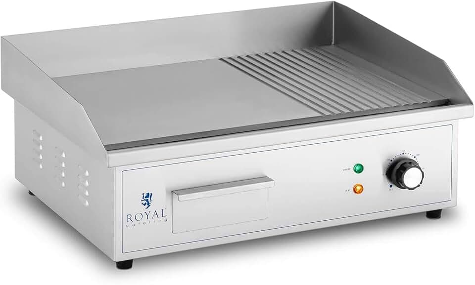karaca-alisveris - Plancha électrique professionnelle - 548x350 mm - 3000 W, plaque lisse et rainurée - RCPG42-M