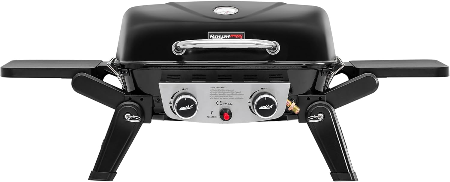 karaca-alisveris - Barbecue Gaz 2 brûleurs - 48x37 cm - tables pliables, 5kW