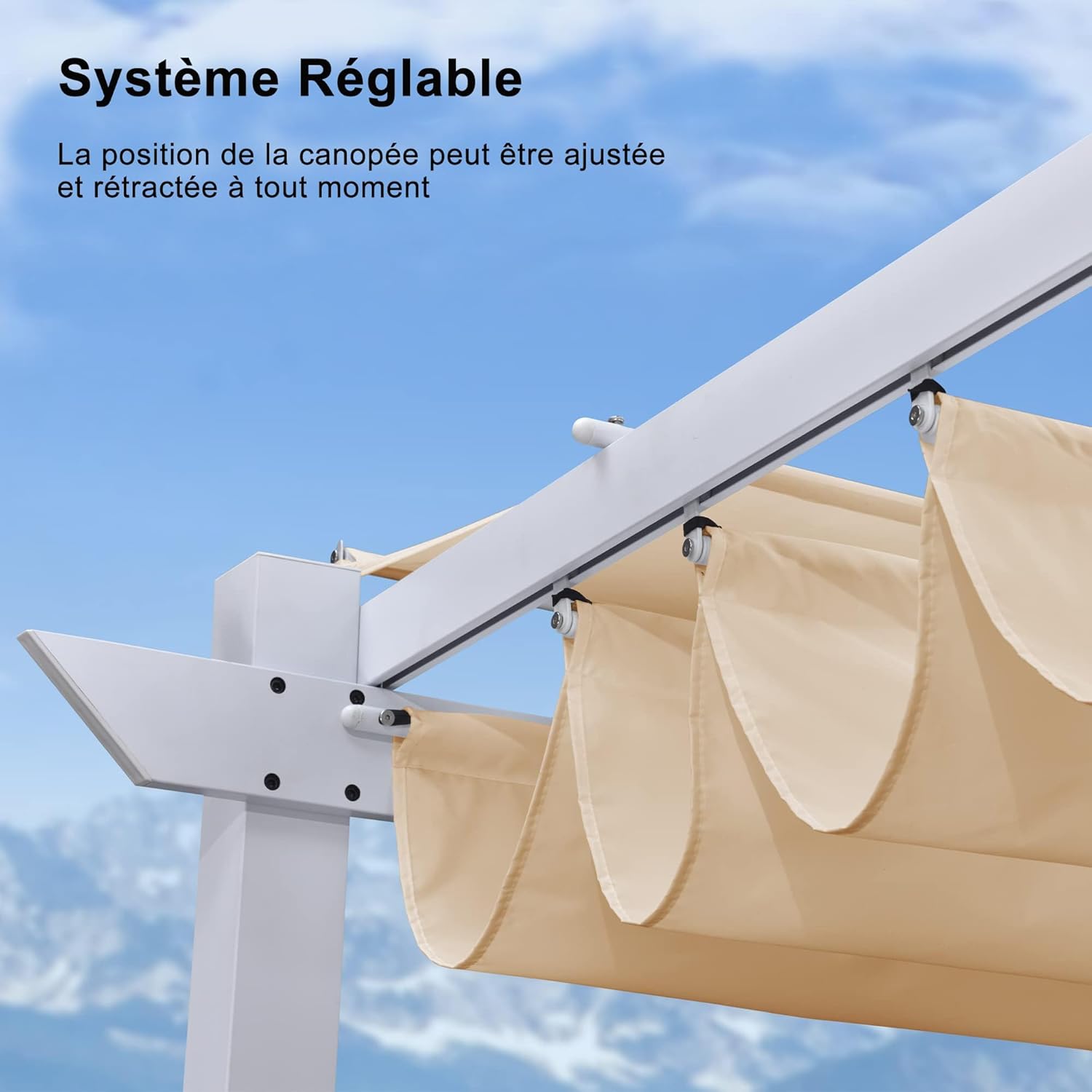 karaca-alisveris - Pergola aluminium - 4x3m - éclairage intégré, toit kaki