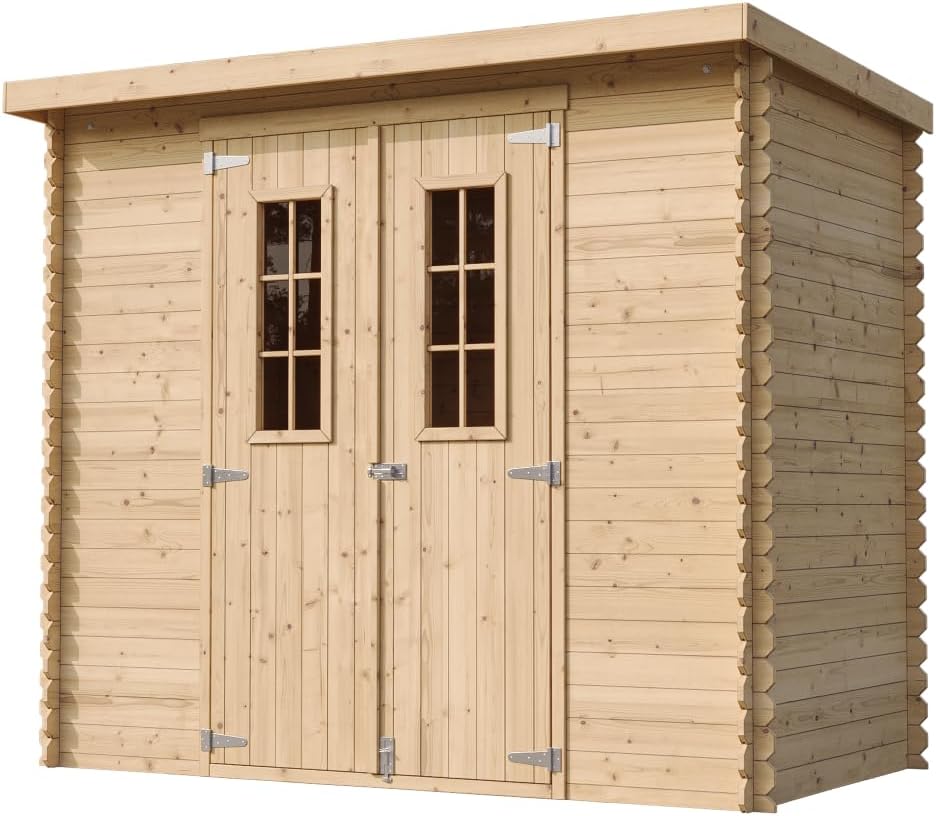 Abri de Jardin en Bois avec Sol TRAITÉ - Stockage extérieur l239xL142xH200cm/2.63 m2 - Petit abri à Outils, Local à vélos - karaca-alisveris M310C+M310G