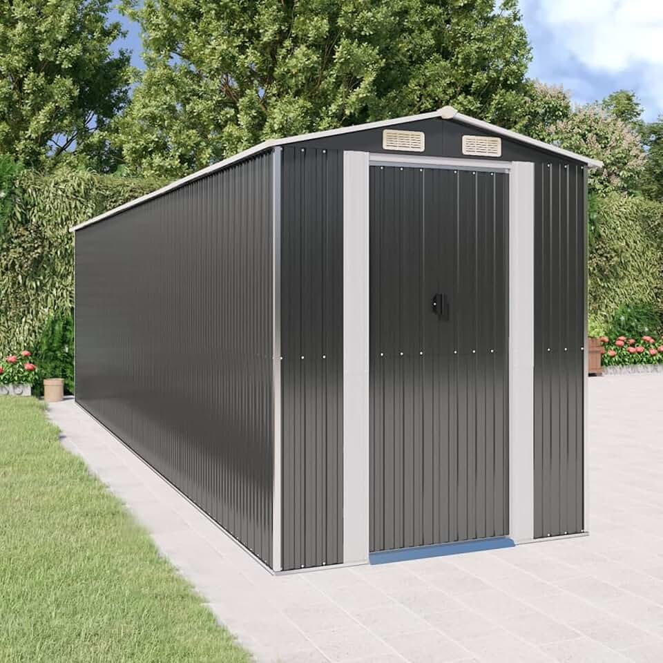 karaca-alisveris Abri de jardin, abris pour parcelles, abris de jardin, abri de jardin extérieur, maisons préfabriquées, acier galvanisé anthracite 192 x 689 x 223 cm