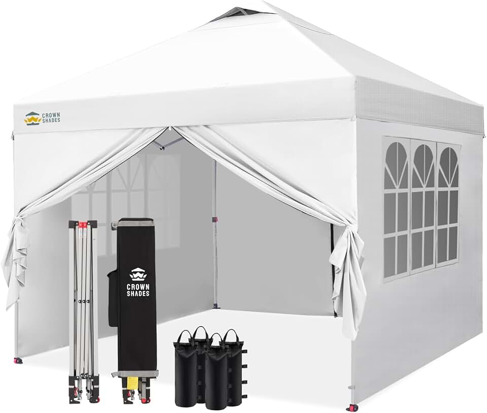 karaca-alisveris - Tonnelle Pliante - 3x3m - Imperméable, UPF 50+, 4 parois, sacs, blanc