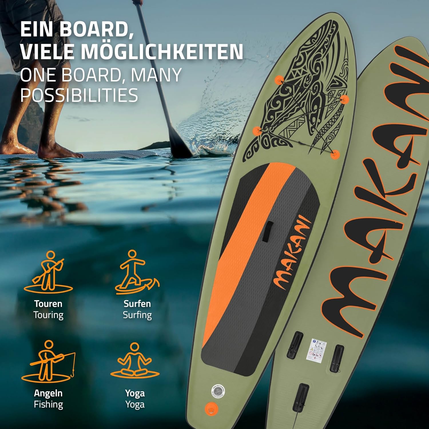 karaca-alisveris - Stand Up Paddle Série - 305/308/320/380 cm - PVC, 120/150 kg, épaisseur 10/15 cm, sac, pompe