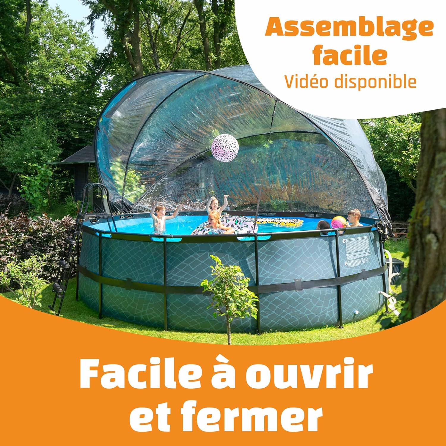 karaca-alisveris - Dôme Piscine Universel ø 427 cm Transparent pliable - 427CM