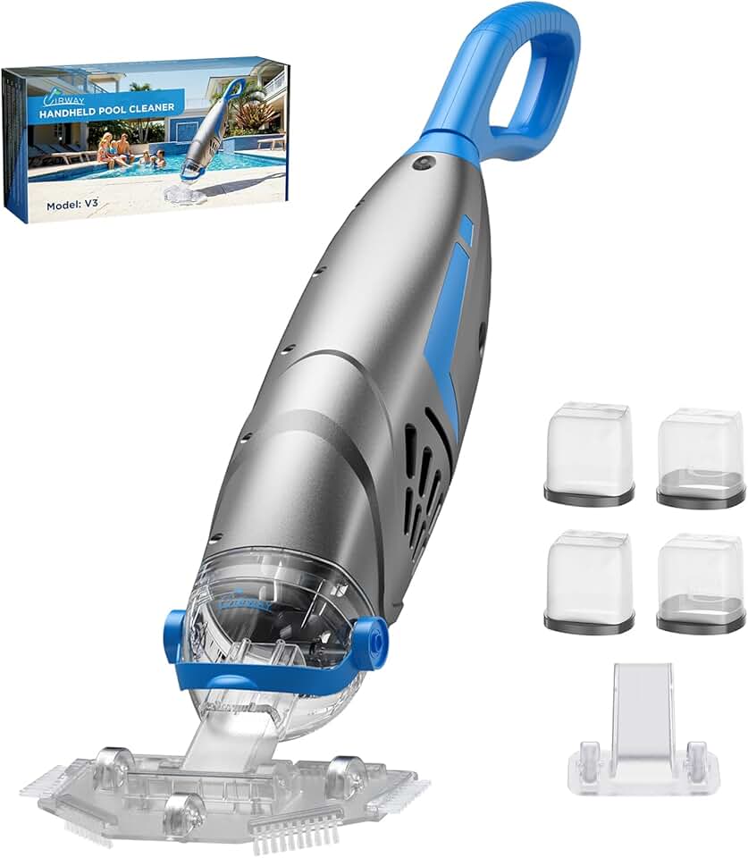 karaca-alisveris V3 Aspirateur Piscine sans Fil, 26,5 GPM Aspirateur Piscine Hors Sol Puissant Graviers, 2026 IPX8 Balai Aspirateur Piscine Rechargeable avec 2 Têtes & 4 Sacs Filtrants, Autonomie 1H Adapté