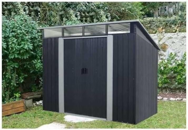 karaca-alisveris Abri de Jardin en métal 4,59m² - 2 Portes coulissantes - Gris Anthracite