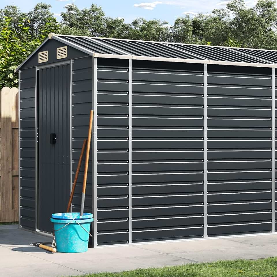 karaca-alisveris Abri de Jardin Anthracite 191x555x198 cm Acier galvanisé,Abris De Jardin,Abri De Stockage pour Jardin,Abri D'Outils De Jardin