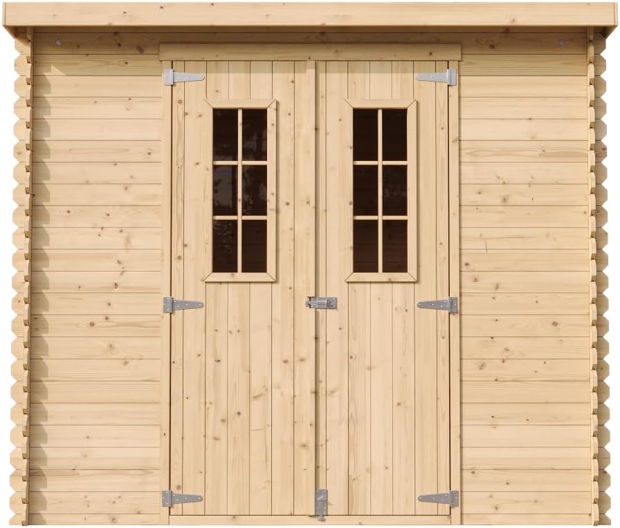 Abri de Jardin en Bois avec Sol TRAITÉ - Stockage extérieur l239xL142xH200cm/2.63 m2 - Petit abri à Outils, Local à vélos - karaca-alisveris M310C+M310G