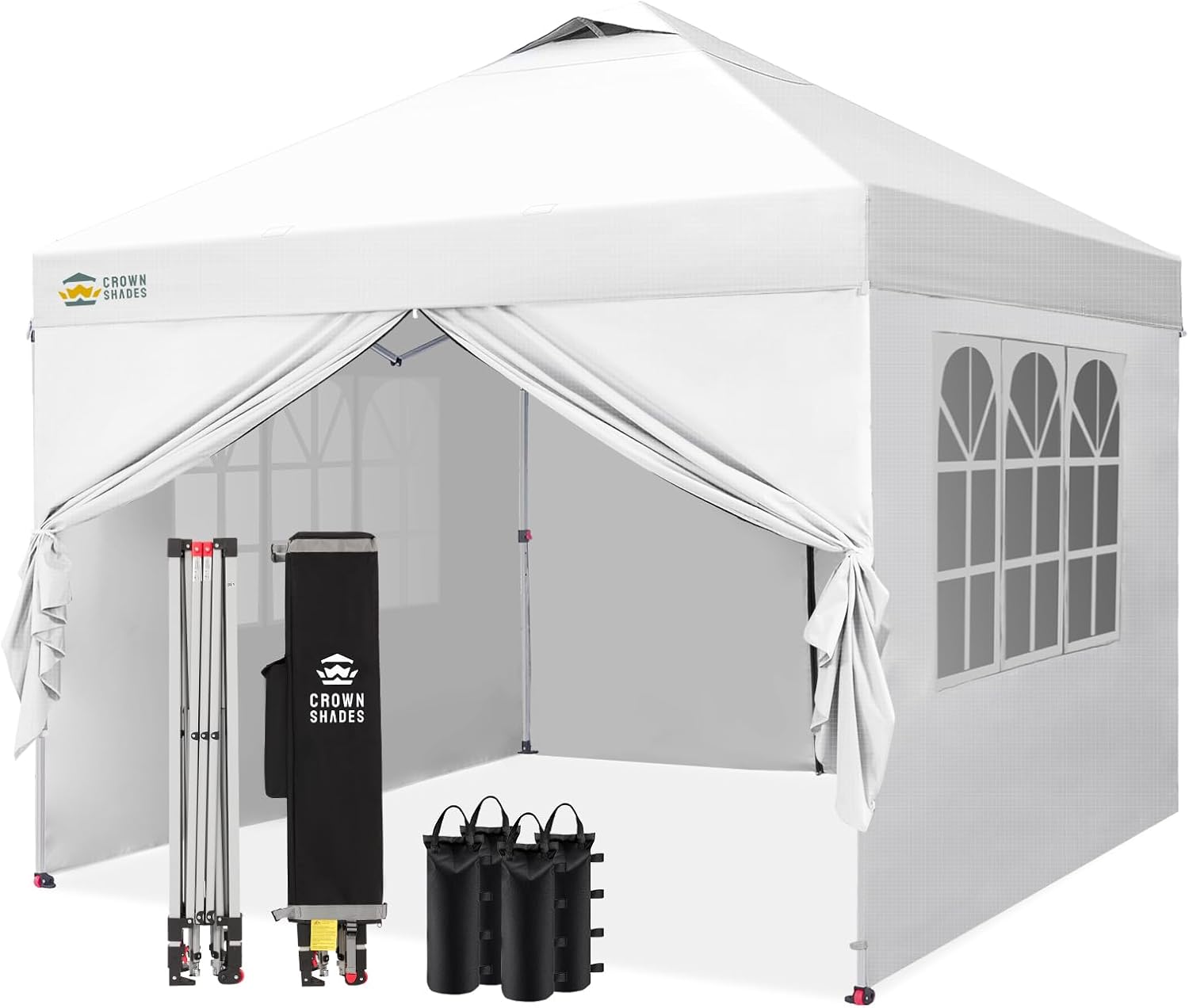 karaca-alisveris - Tonnelle Pliante - 3x3m - Imperméable, UPF 50+, 4 parois, sacs, blanc