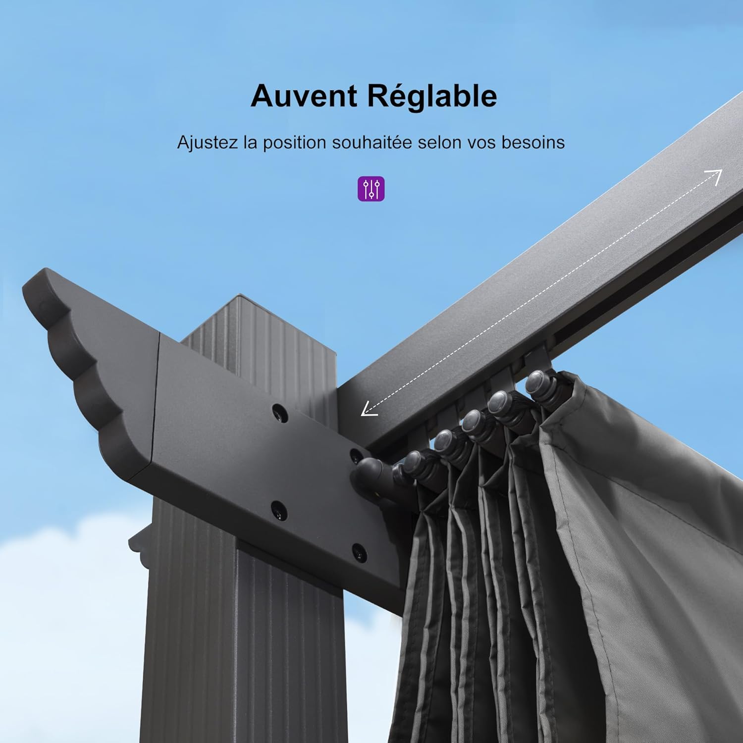 karaca-alisveris - pergola aluminium série 4x3m rideau toit coulissant gris