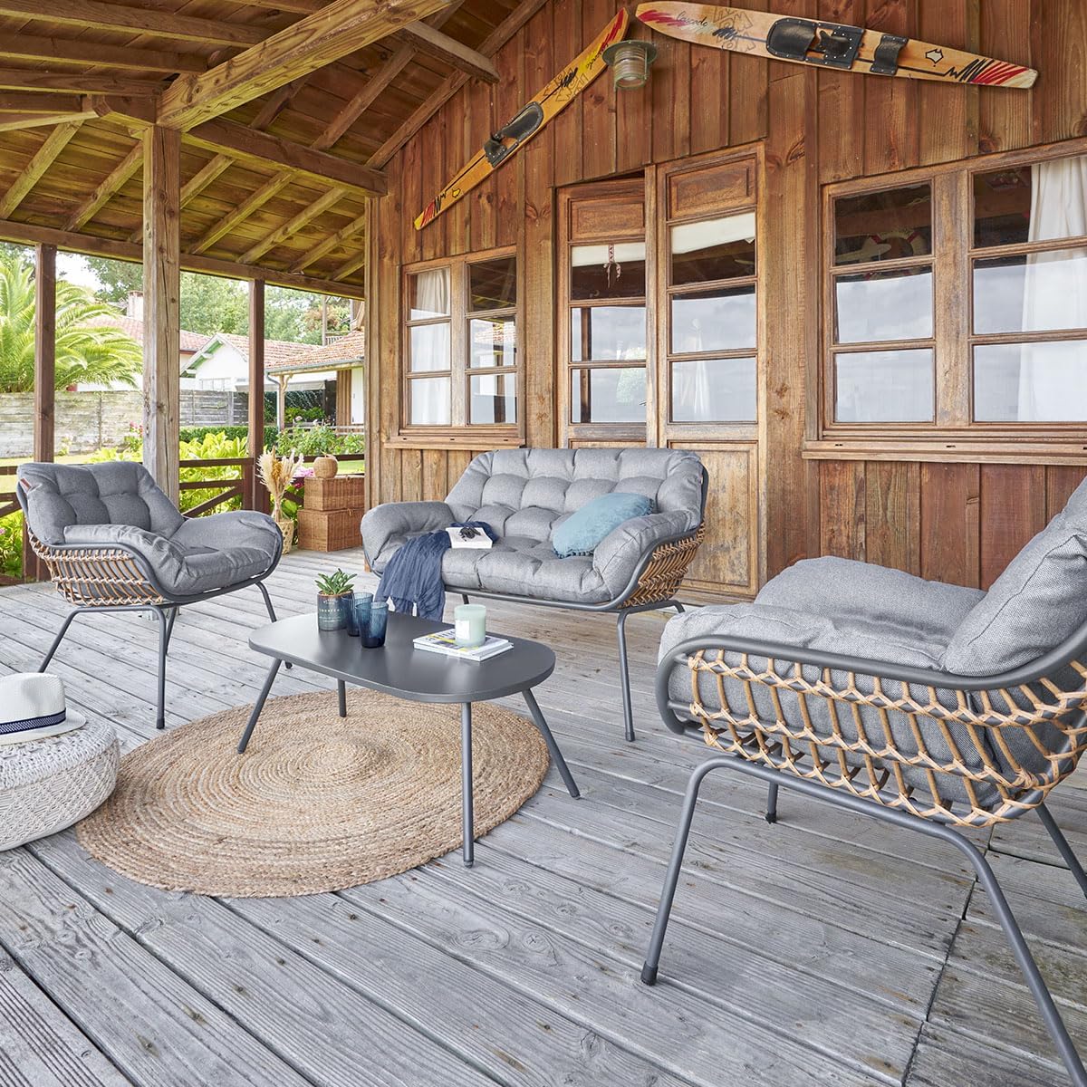 karaca-alisveris - Paopao graphite 4 places - jardin - anti-rouille, coussins confortables